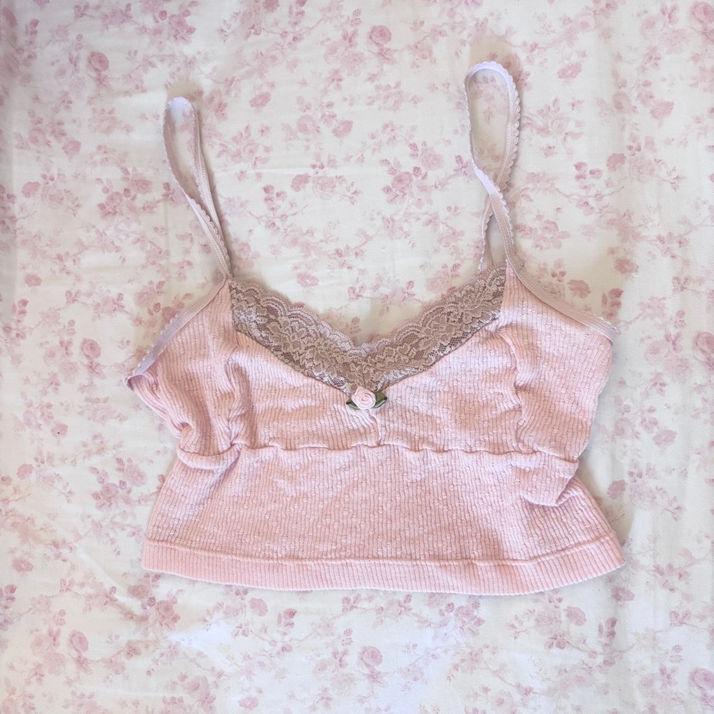 Pink Lace Trim Camisole